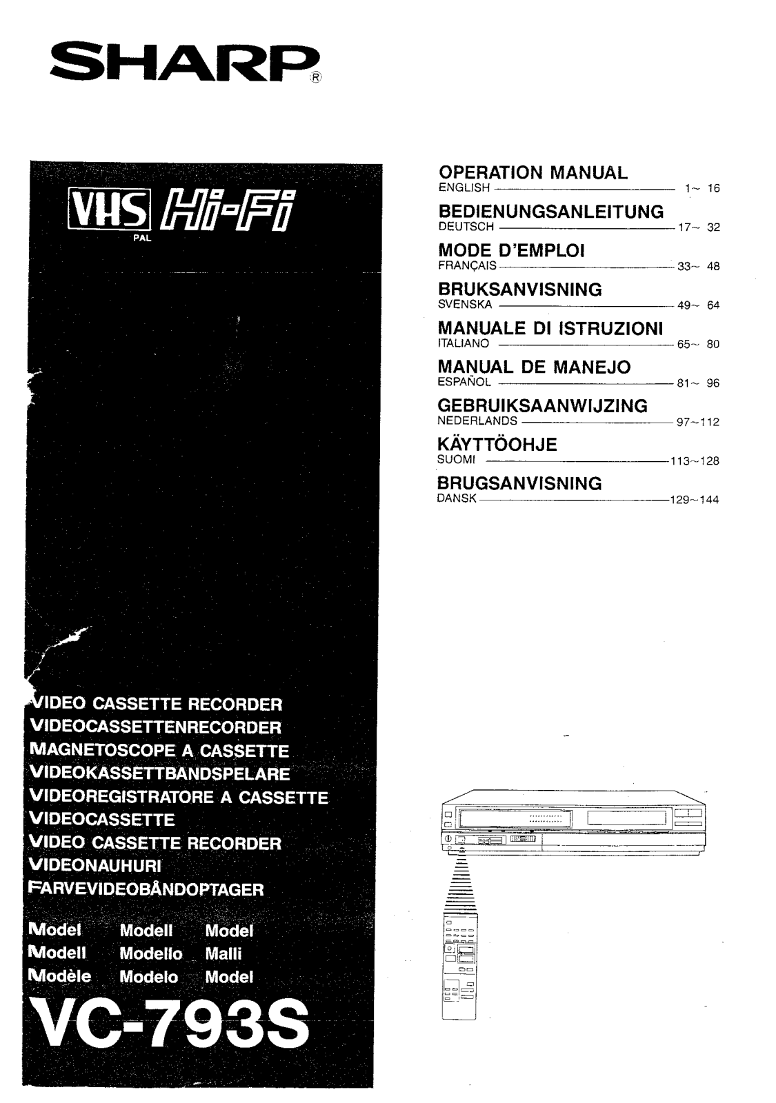 Sharp VC-793S User Manual