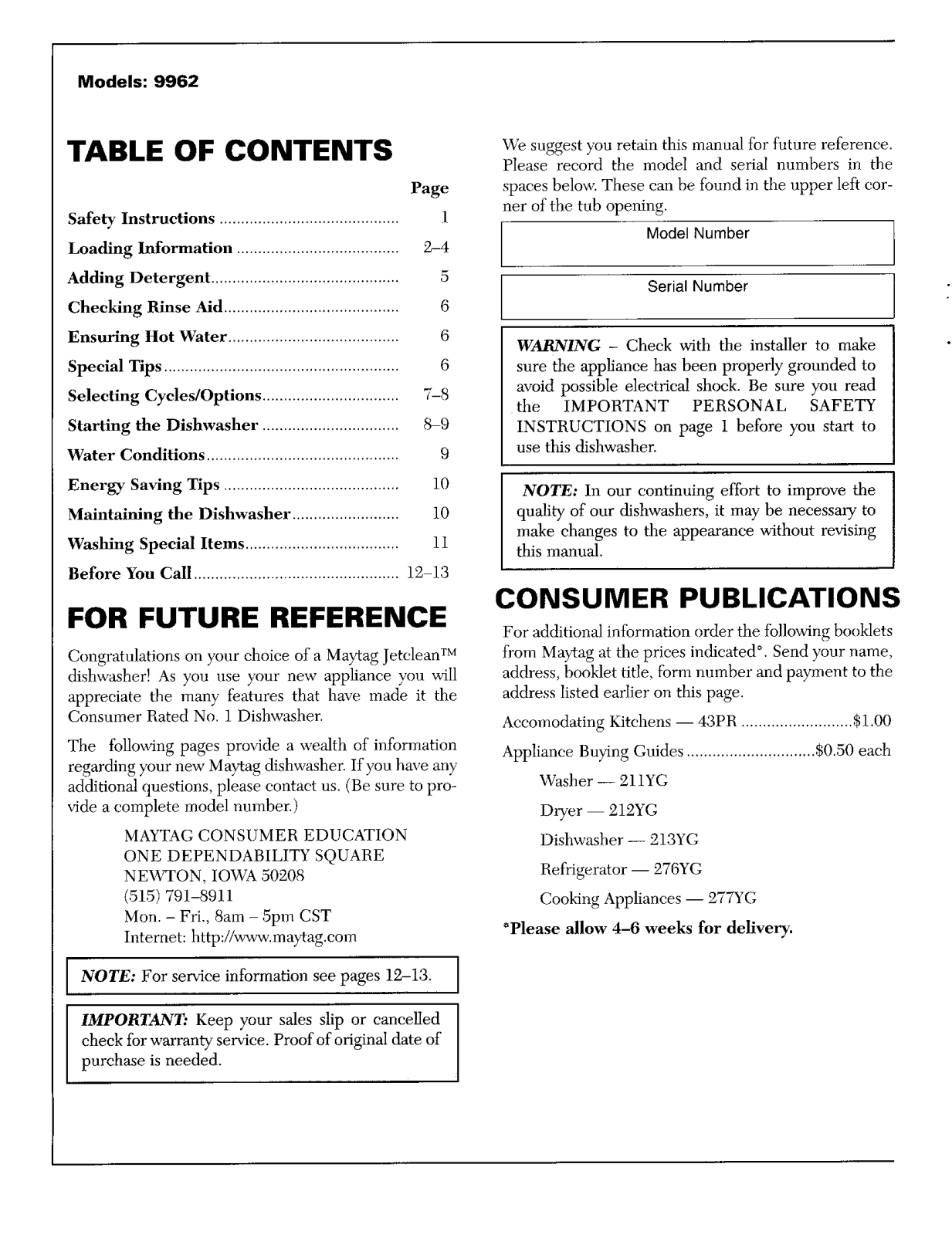 Maytag 9962 User Manual - ManualMachine.com