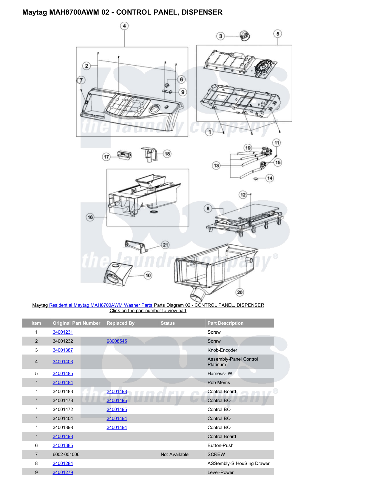 Maytag MAH8700AWM Parts Diagram