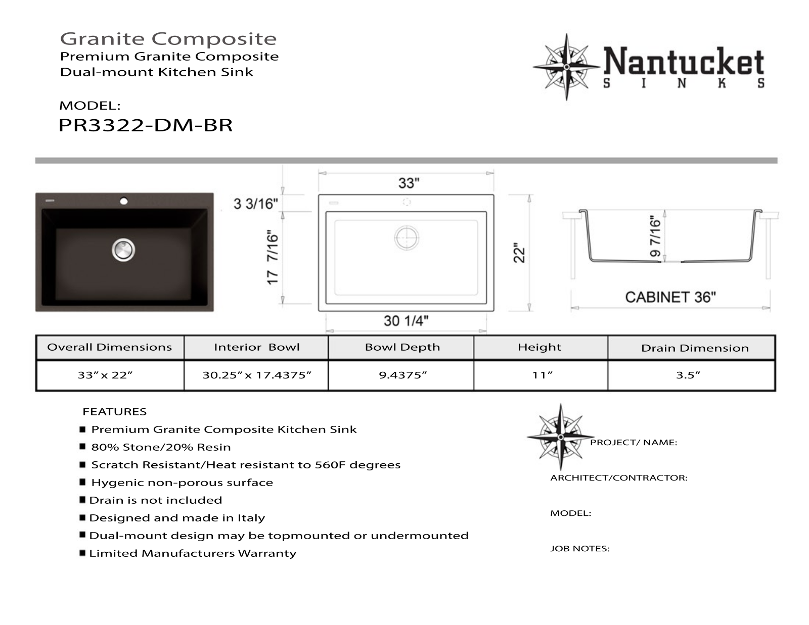 Nantucket PR3322DMBR User Manual