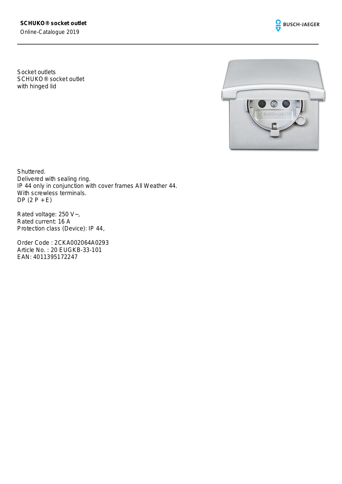 Busch-Jaeger 20 EUGKB-33-101 User Manual