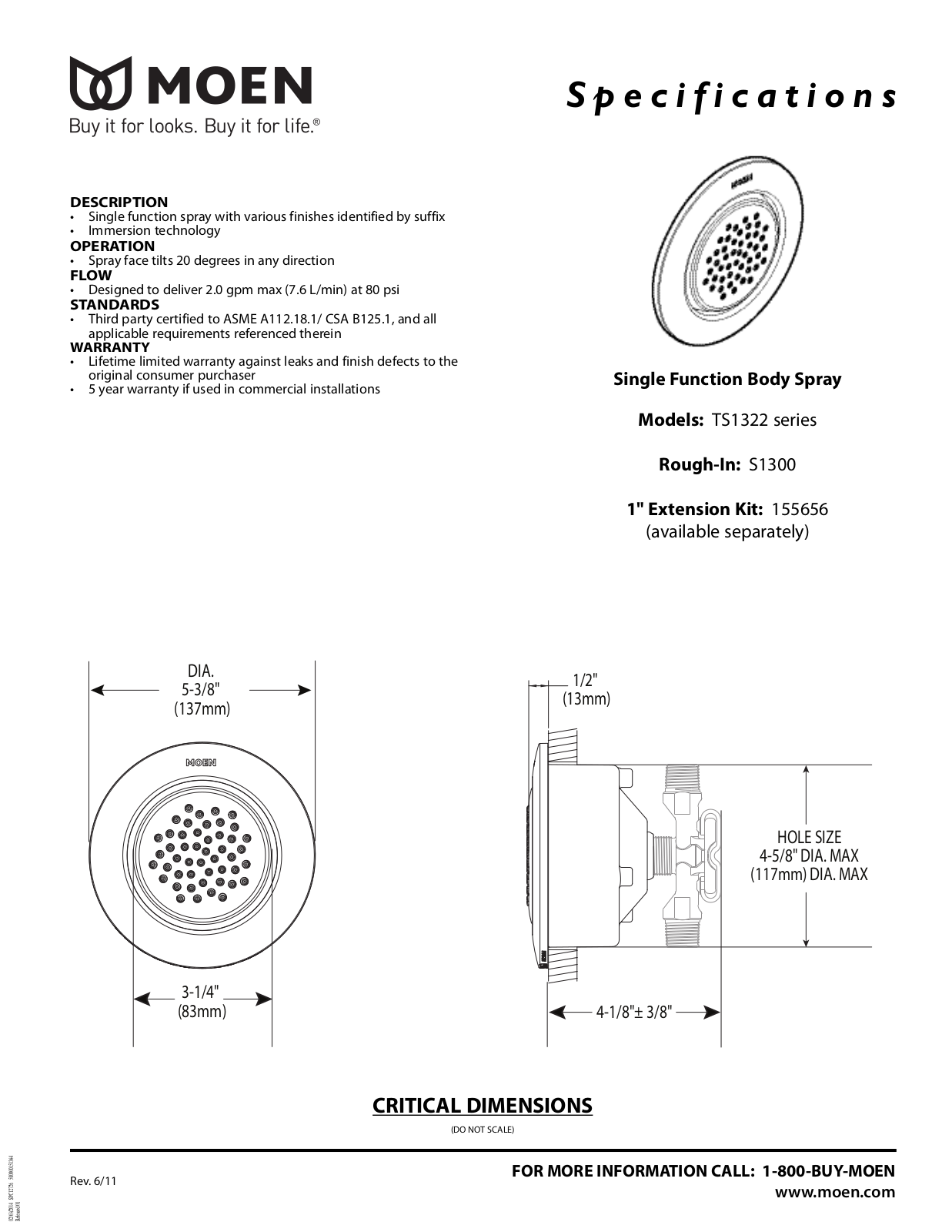 Moen MOE5487 Specifications - ManualMachine.com