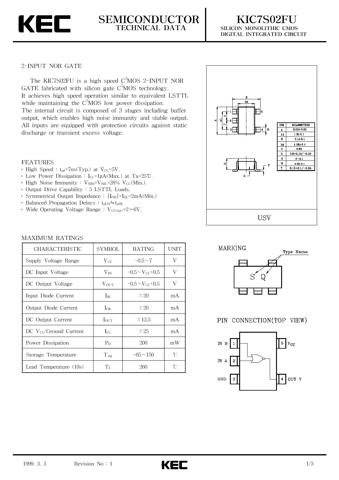 KEC KIC7S02FU Datasheet