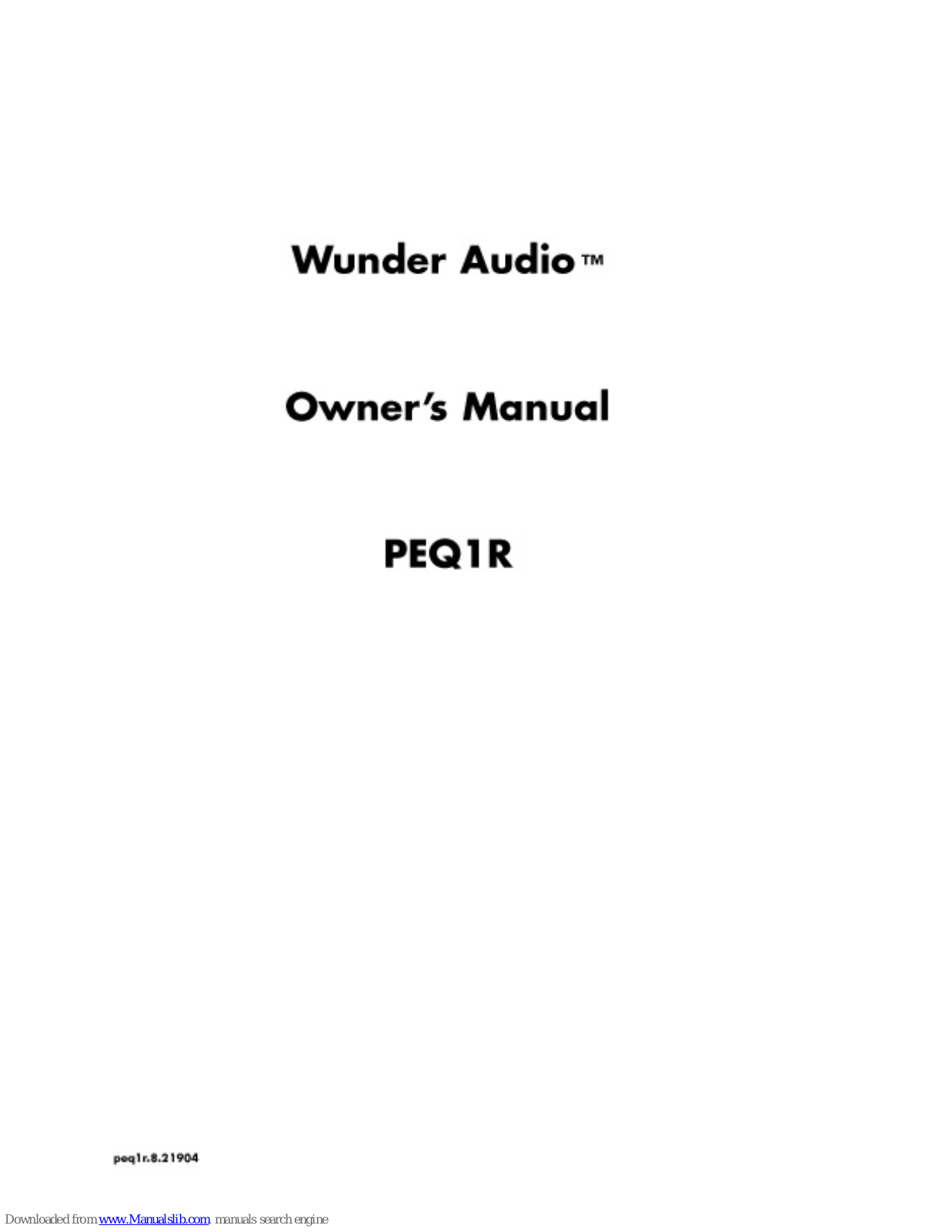 Wunder Audio peq1r Owner's Manual