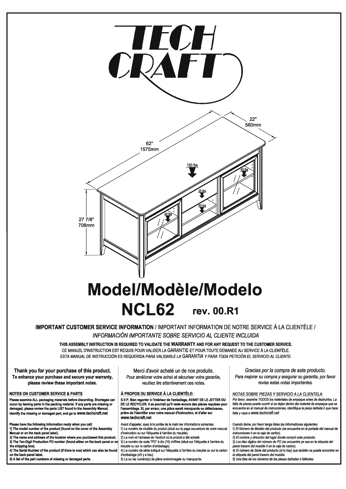 Tech Craft NCL62 User Manual