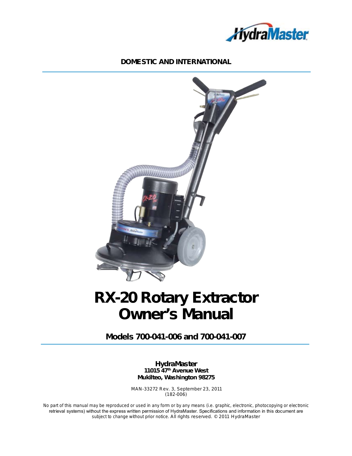 HYDRAMASTER RX-20 User Guide