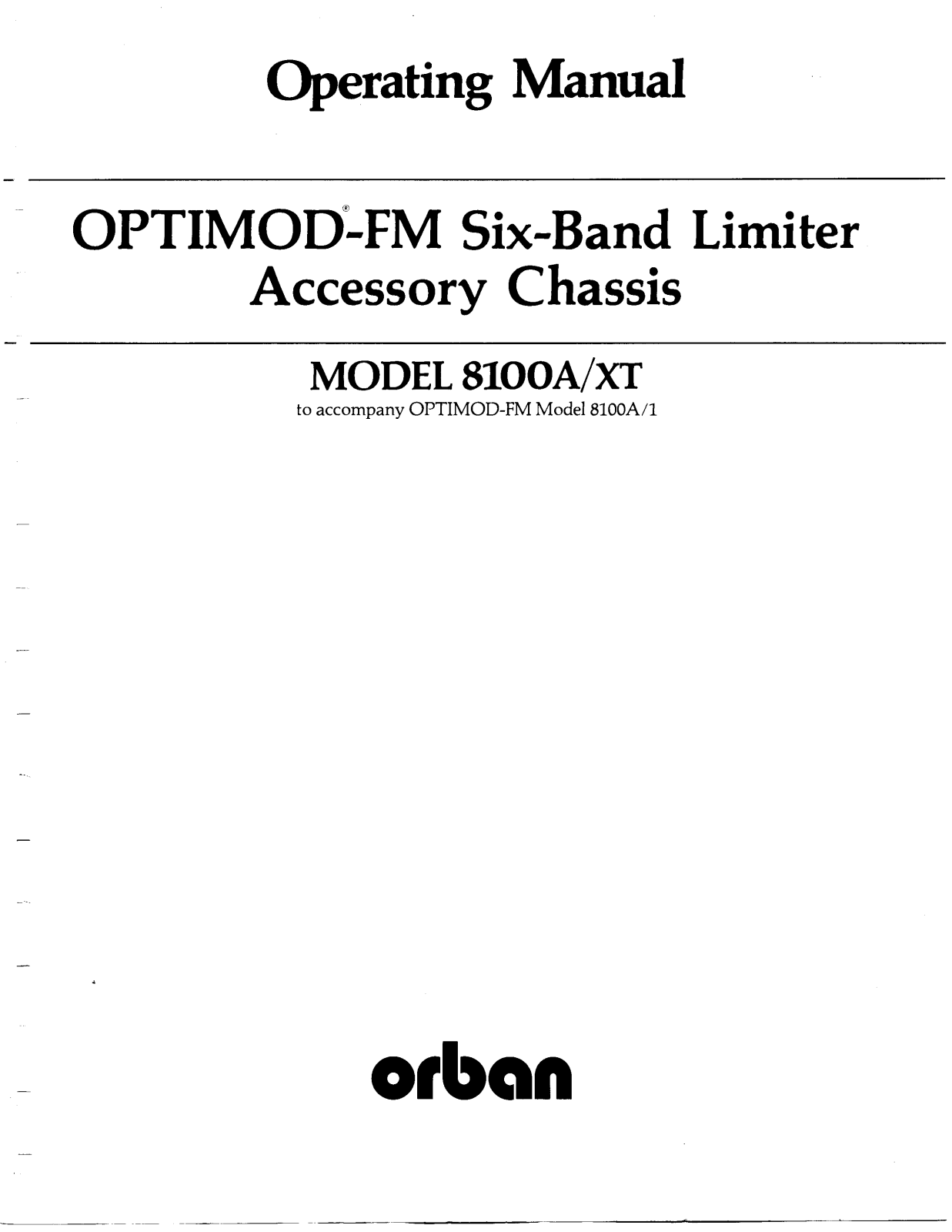 Orban FM 8100AXT Service manual