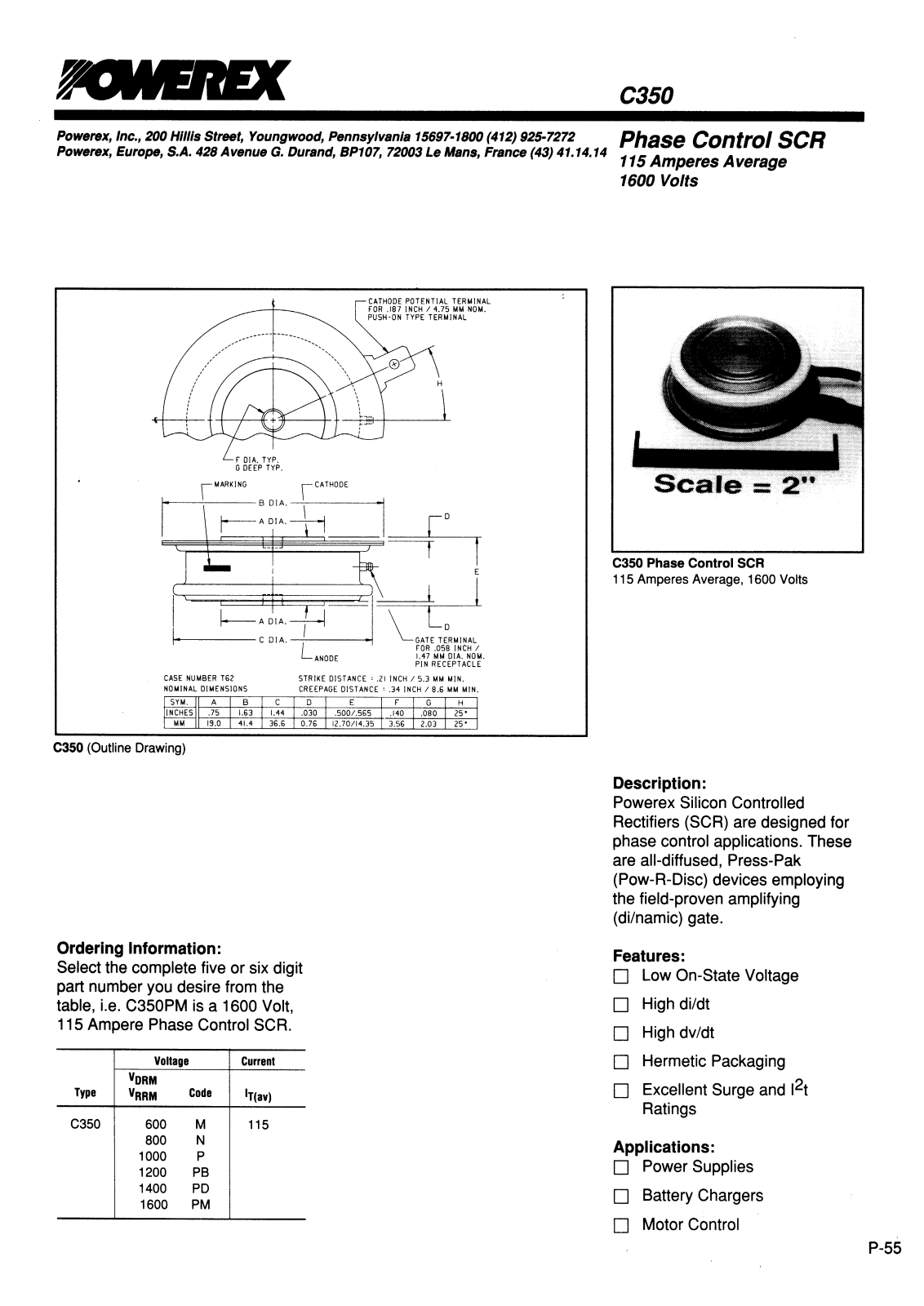 POWEREX C350N, C350M, C350E, C350D, C350B Datasheet