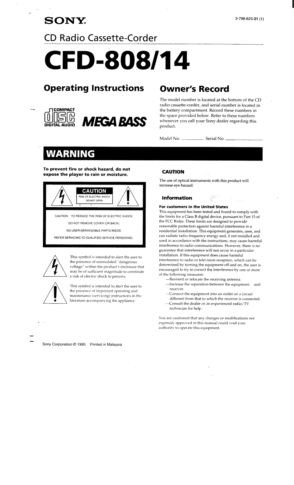 Sony CFD-808 User Manual