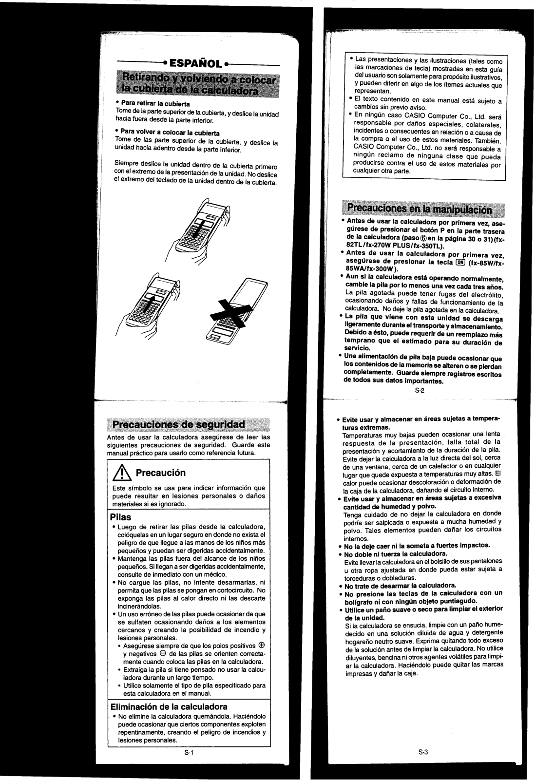 Casio FX-270W PLUS, FX-85W, FX-82TL, FX-85WA Instructions Manual