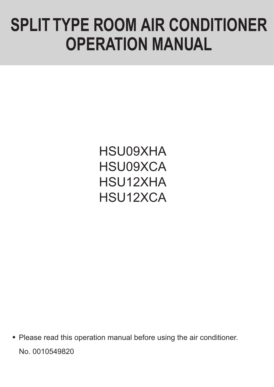 Haier HSU12XCA, HSU09XHA, HSU12XHA, HSU09XCA User Manual