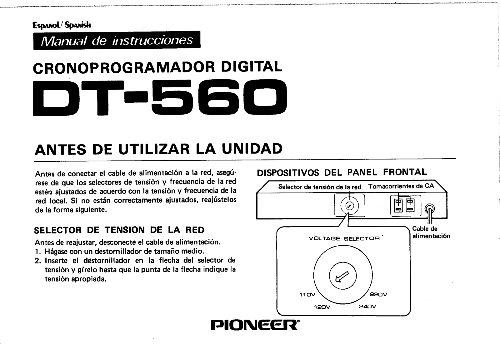 Pioneer DT-560 User Manual