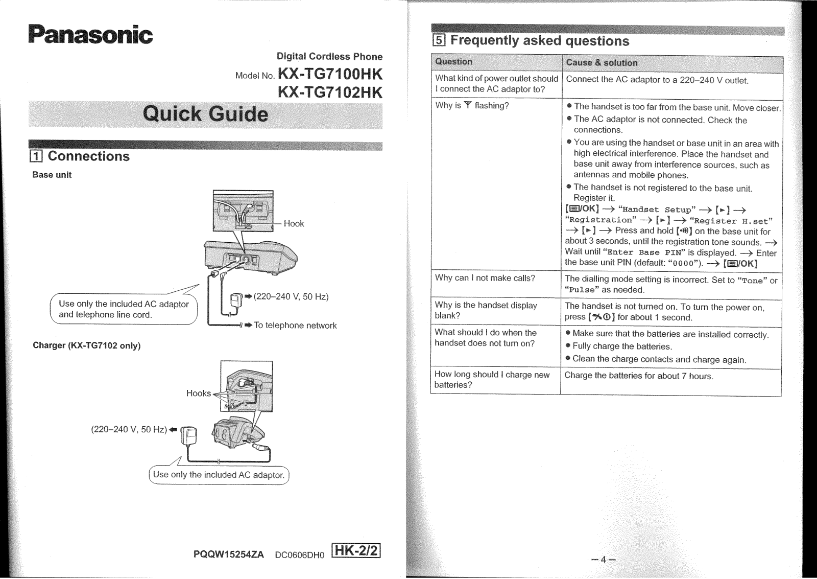 Panasonic KX-TG7100HK, KX-TG7102HK User Manual