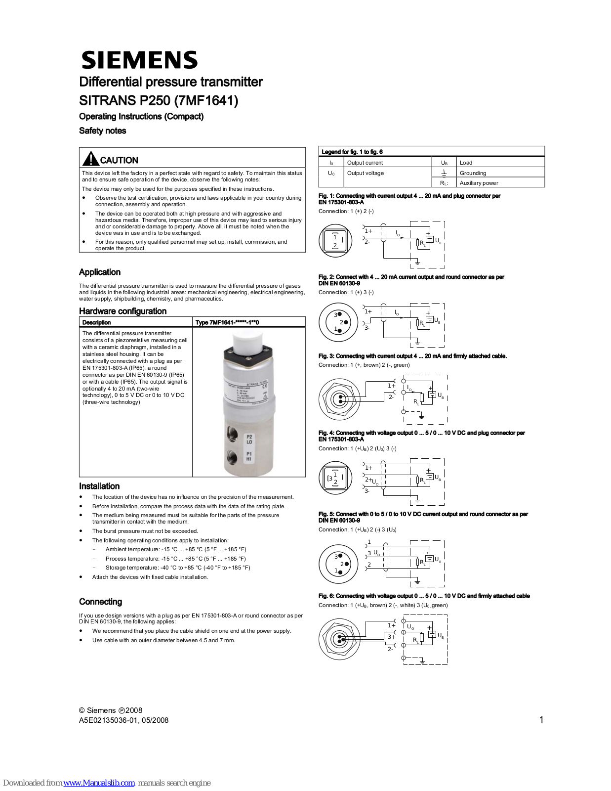 Siemens SITRANS P250 Operating Instructions Manual