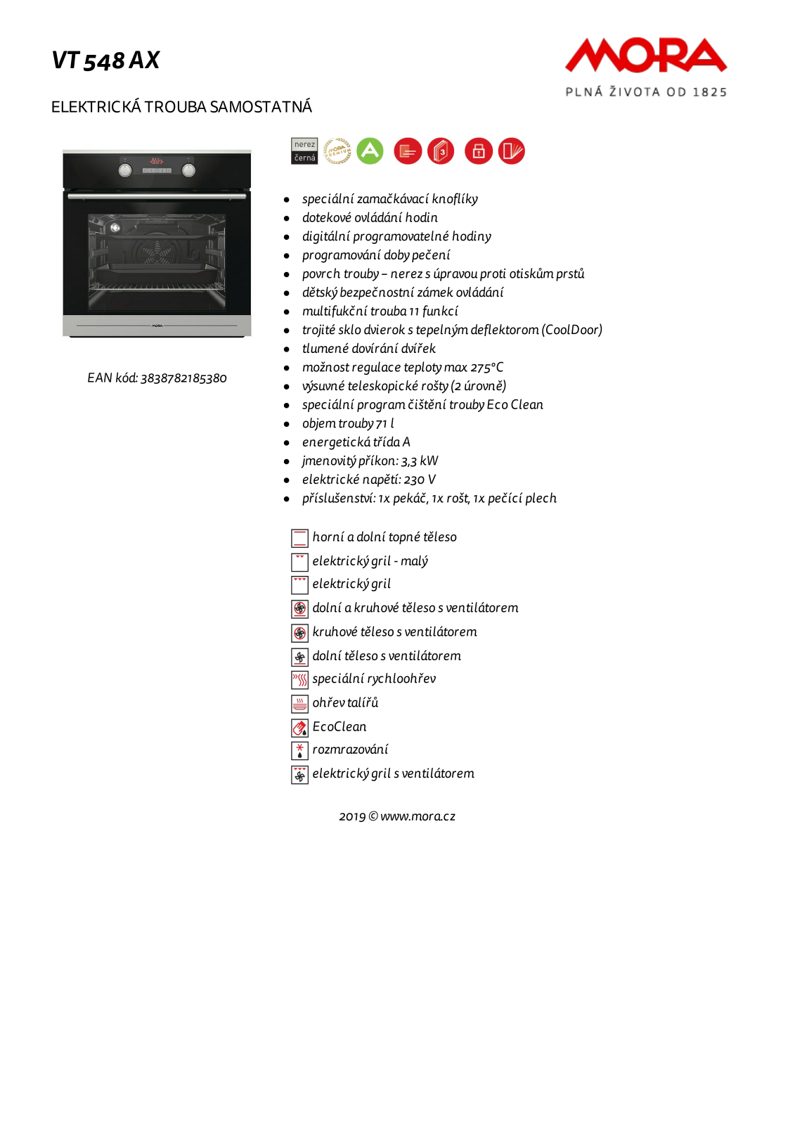 Mora VT548AX Product sheet