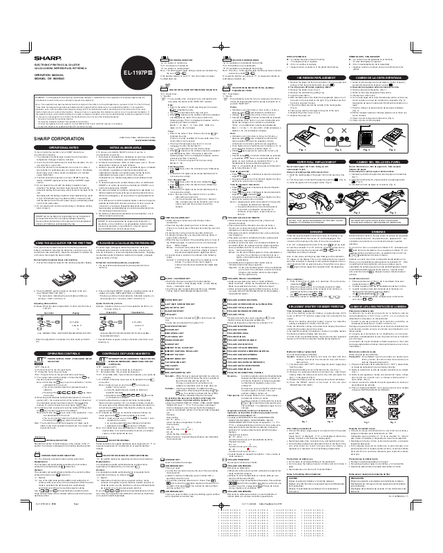 Sharp EL1197PIII, EL1197PIIIU1U1 User Manual