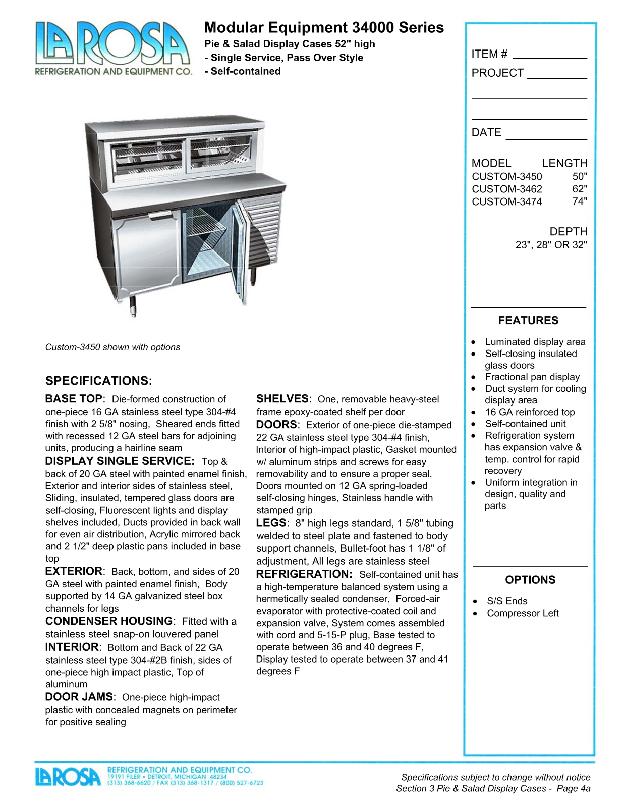 Larosa CUSTOM-3462 User Manual