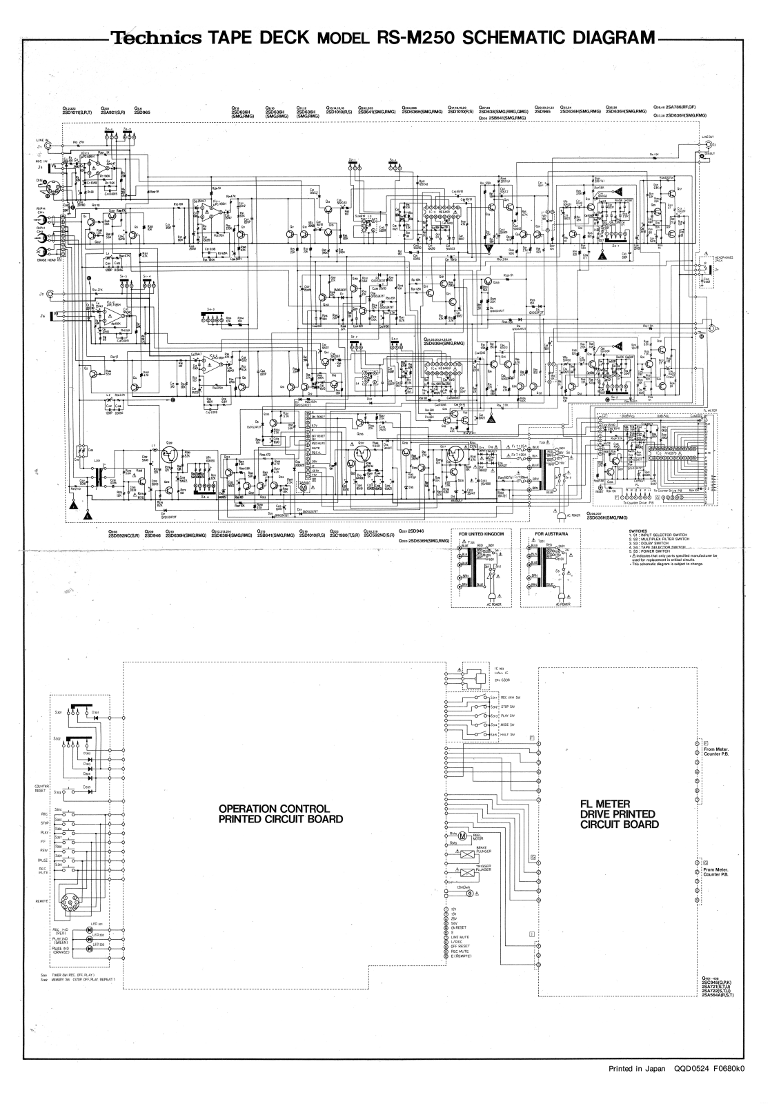 Technics rs-m250 Schematics