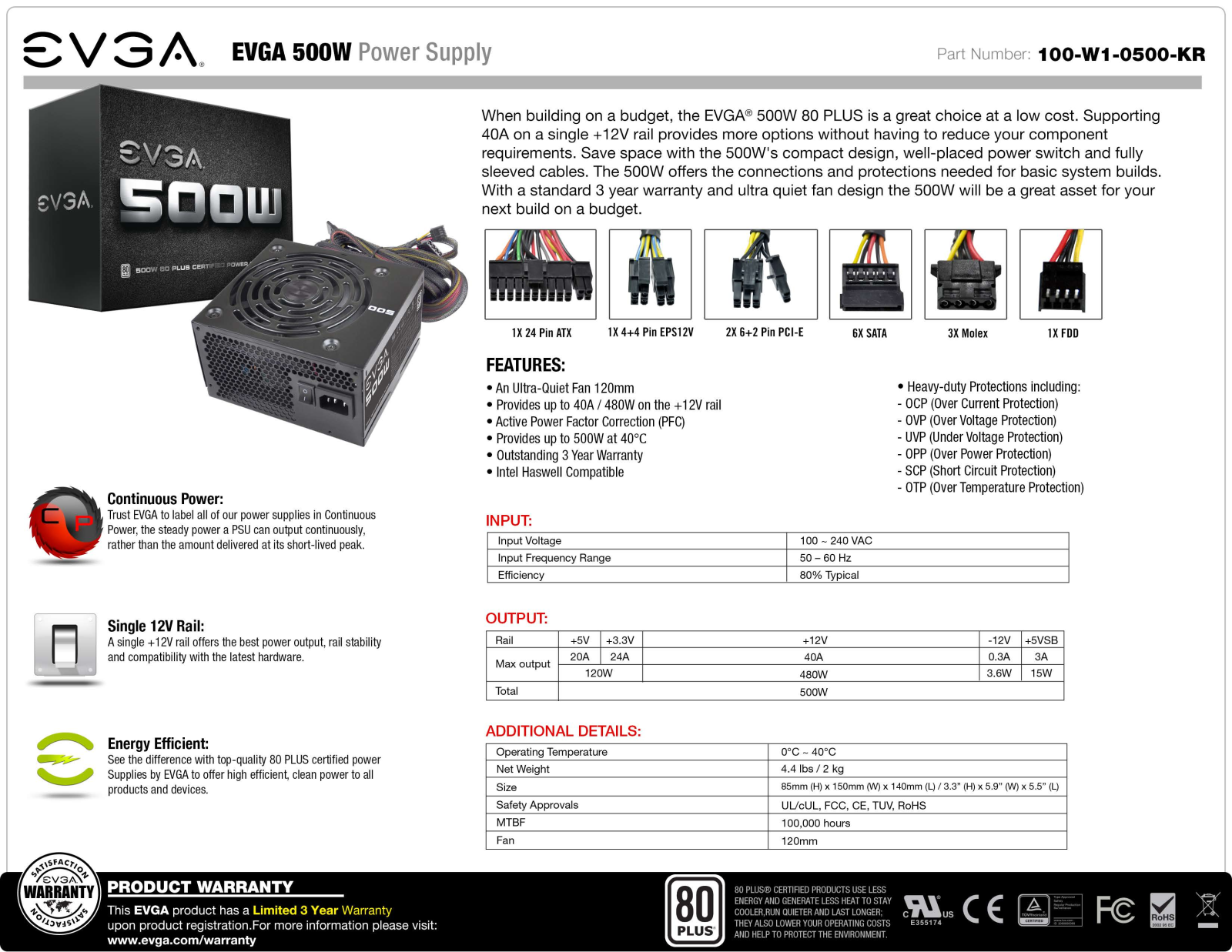 EVGA 500W User Manual