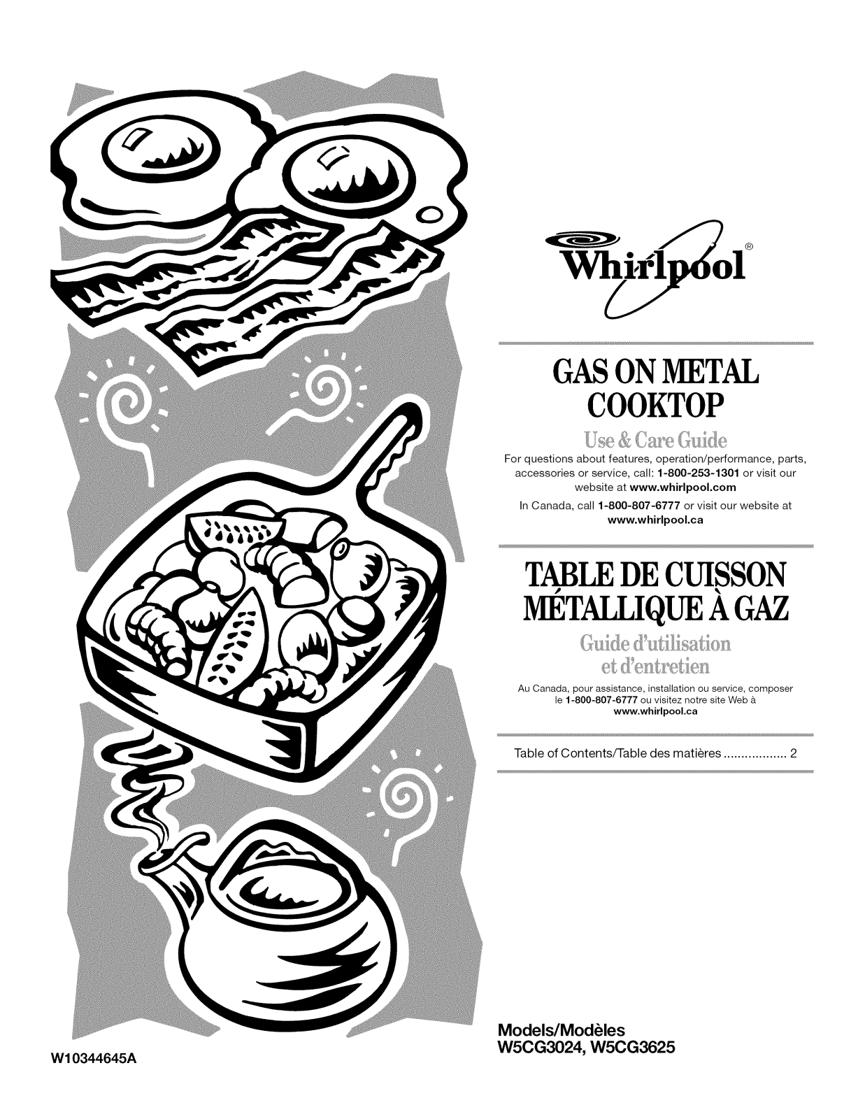 Whirlpool W5CG3024XW00, W5CG3625XW00, W5CG3625XS00, W5CG3625XB00, W5CG3024XT00 Owner’s Manual