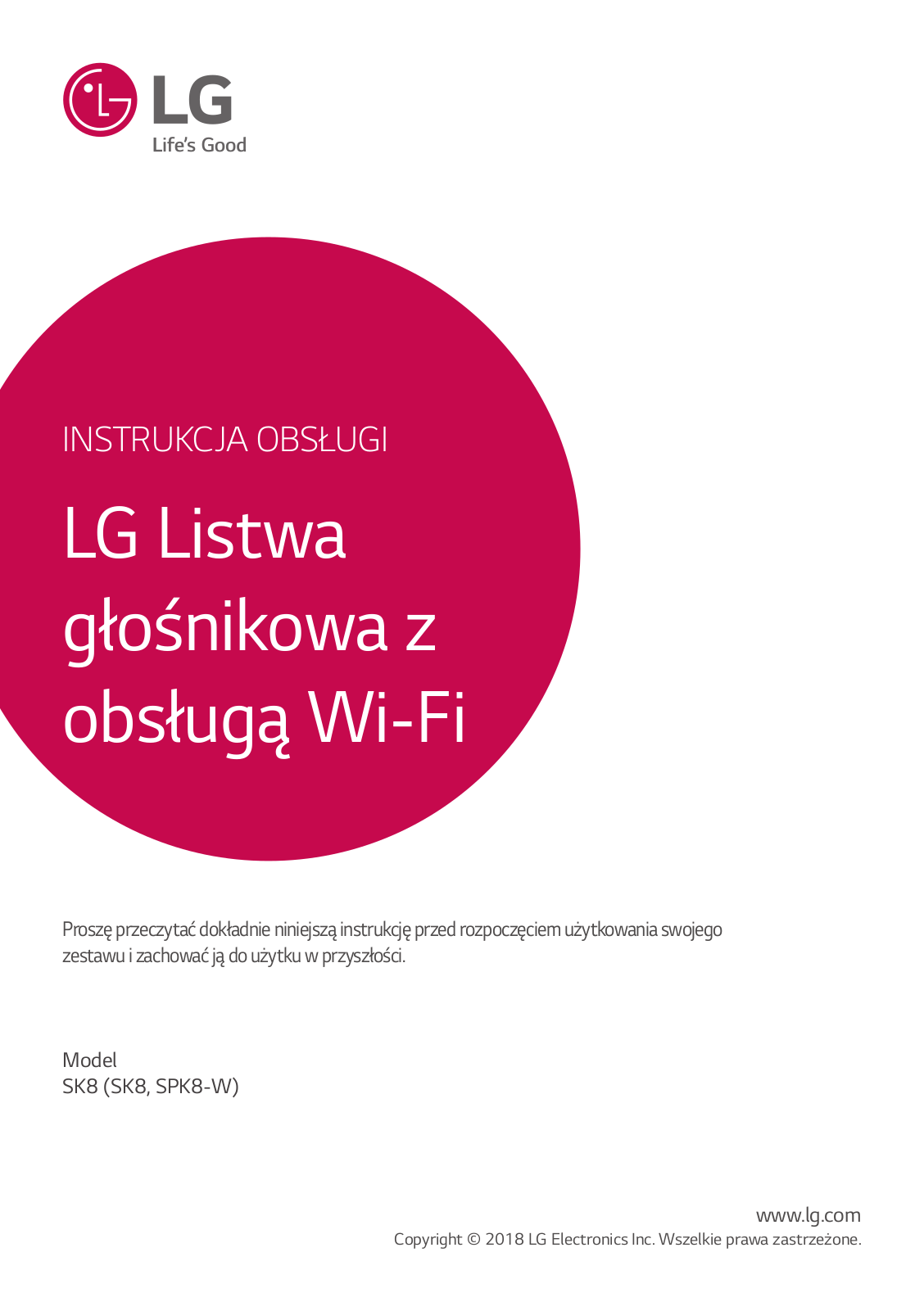 LG SK8 User manual