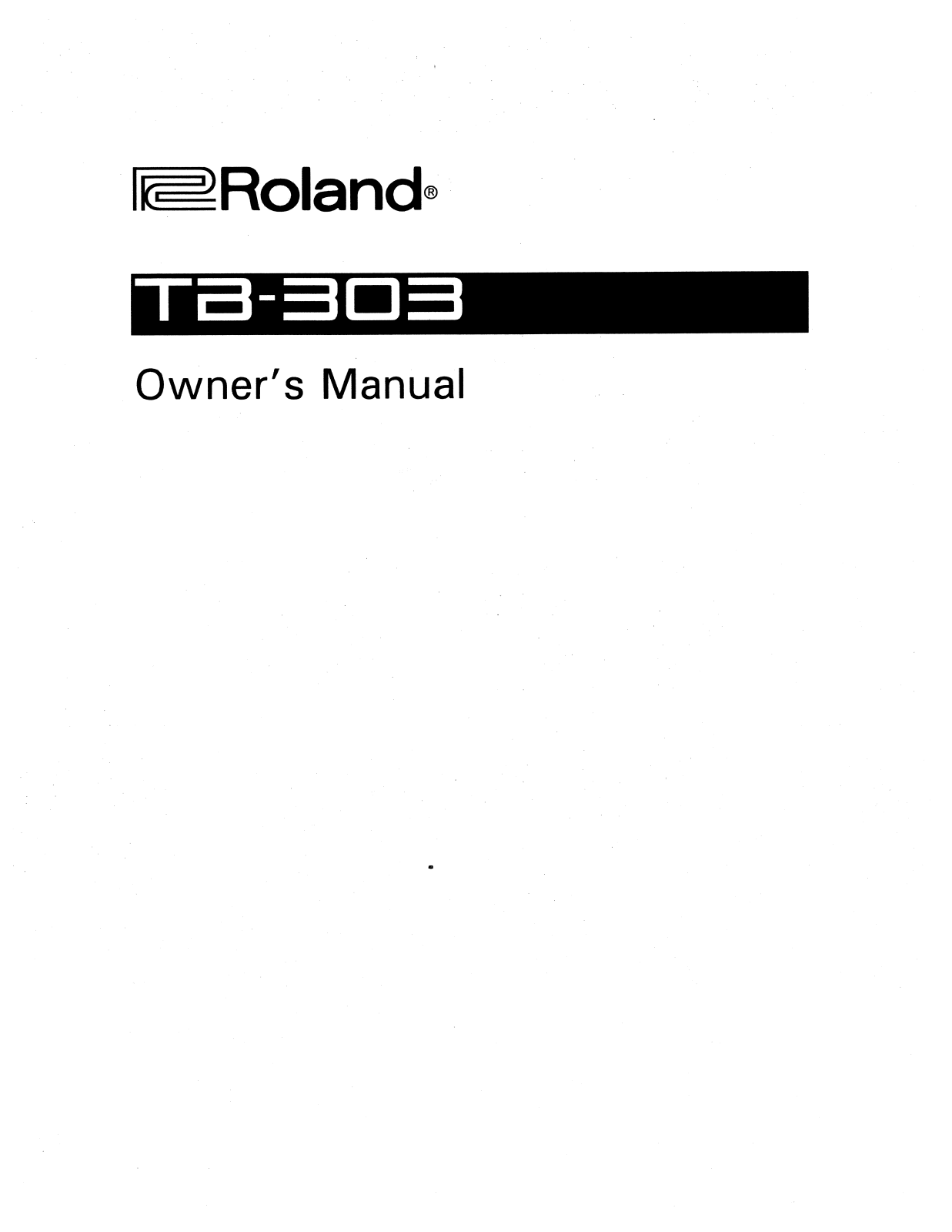 Roland Corporation TB-303 Owner's Manual