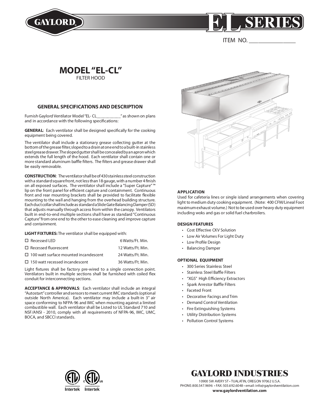 Gaylord EL-CL User Manual