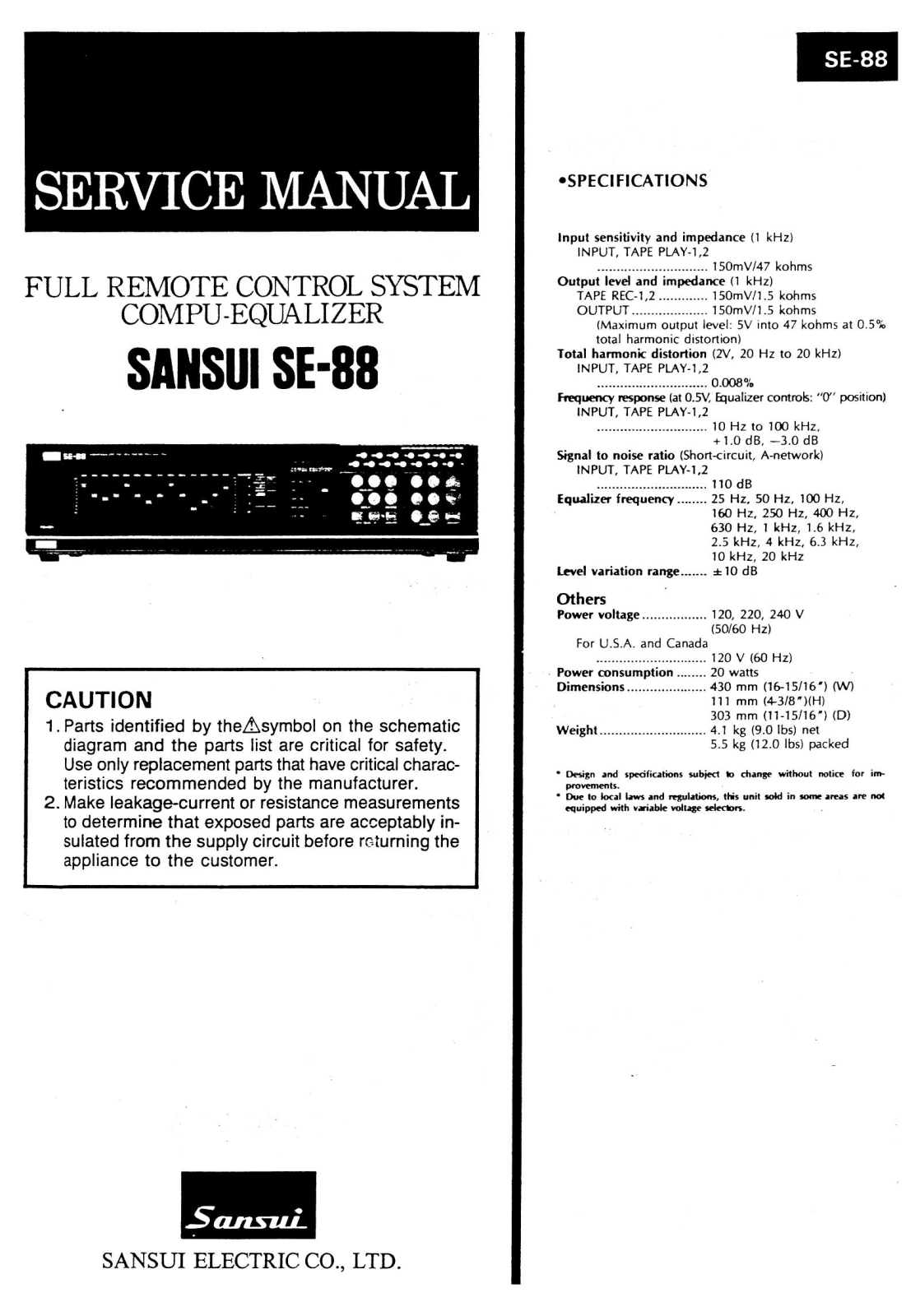 Sansui SE-88 Service Manual