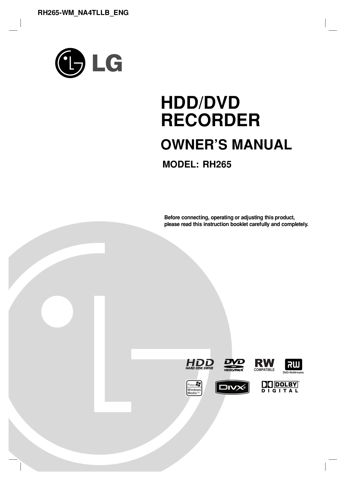 LG RH-265-WM User Manual