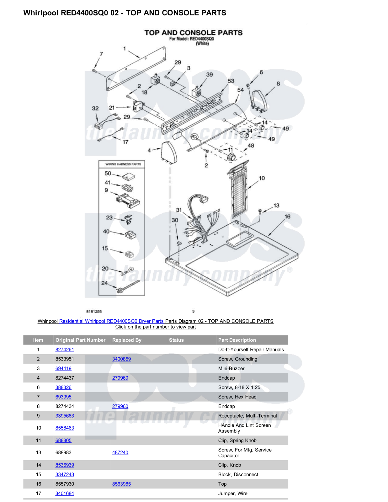Whirlpool RED4400SQ0 Parts Diagram