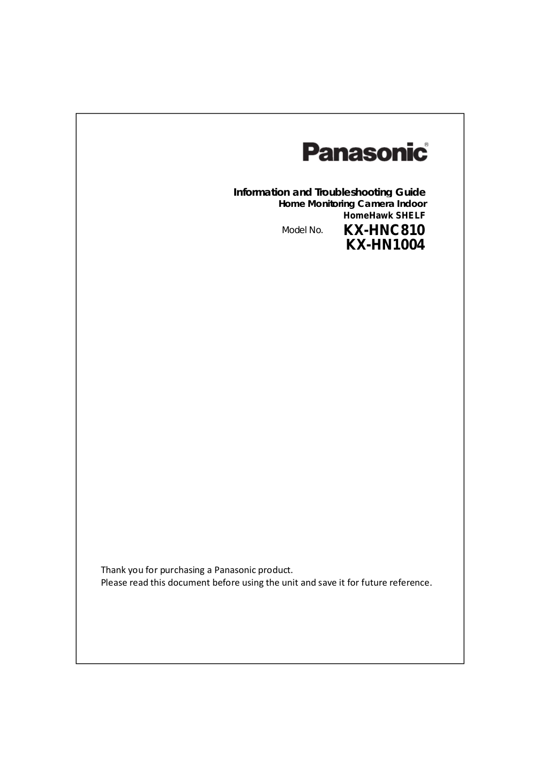 Panasonic 96NKX HNC810 Users Manual