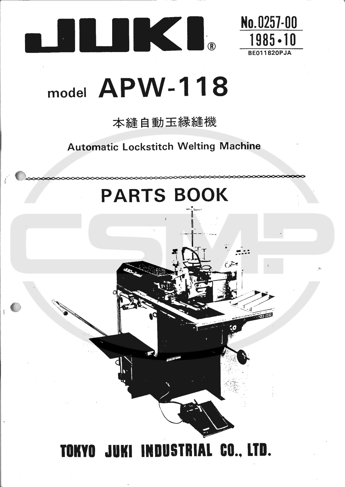 Juki APW118 Parts Book