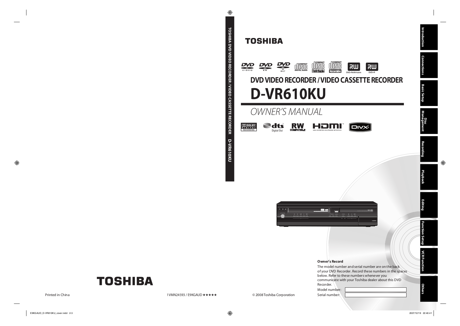 Toshiba D-VR610KU User Manual 2