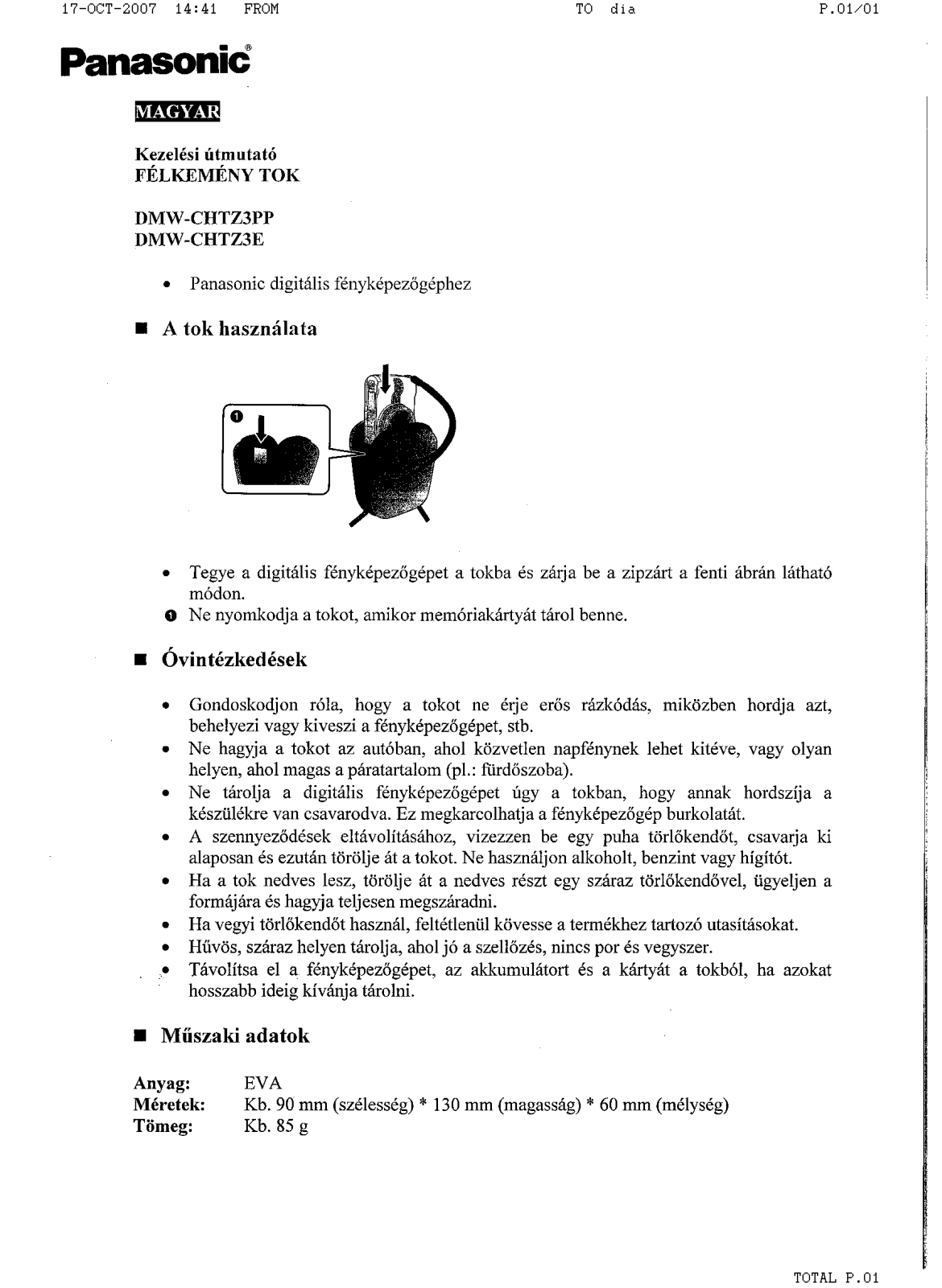 PANASONIC DMWCHTZ3 User Manual