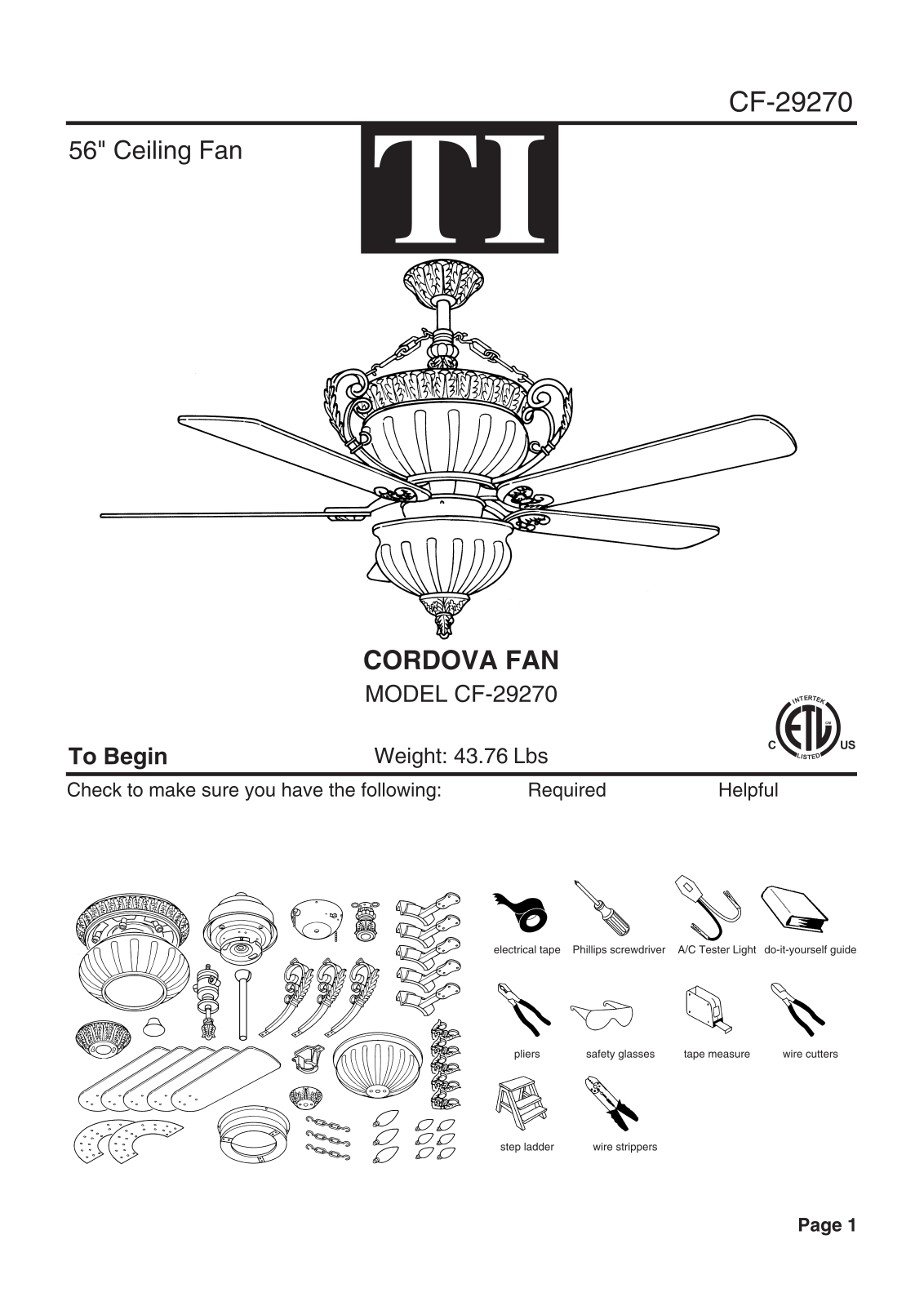 Triarch CF-29270 User Manual