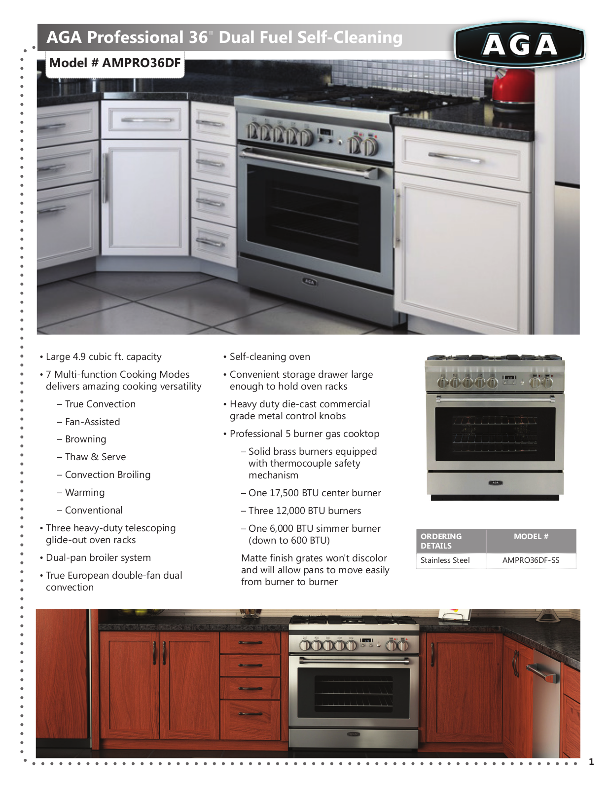 AGA AMPRO36DF PRODUCT SPECIFICATIONS