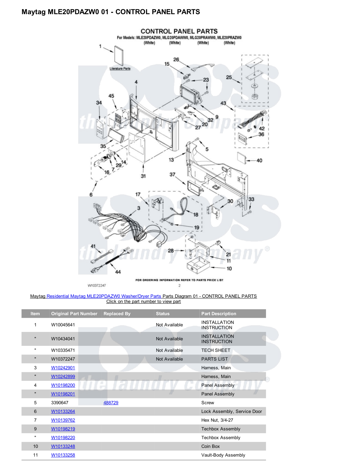 Maytag MLE20PDAZW0/Dryer Parts Diagram