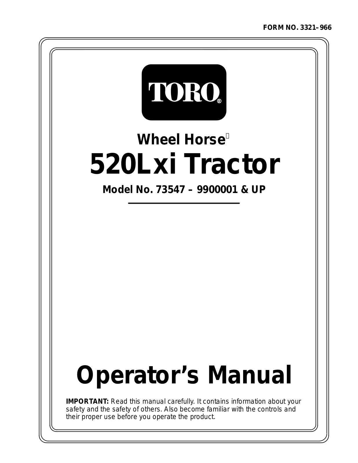 Toro 73547 Operator's Manual