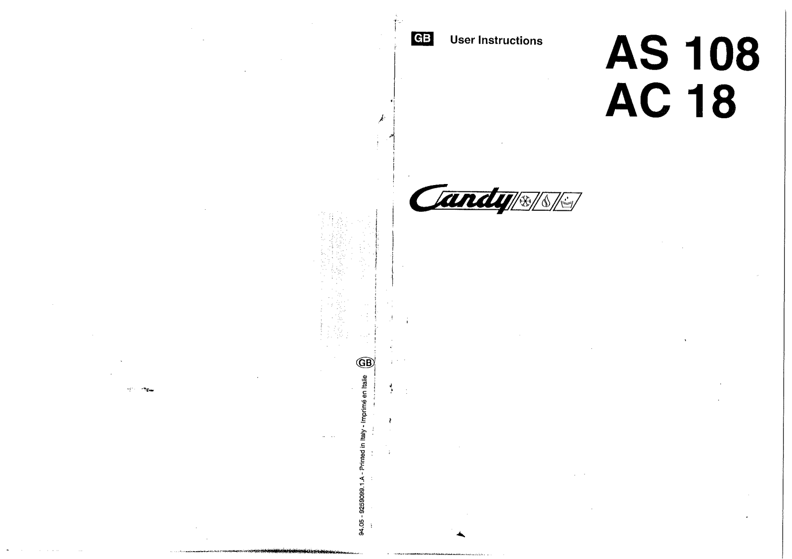 Candy AC 18, AS 108 User Manual