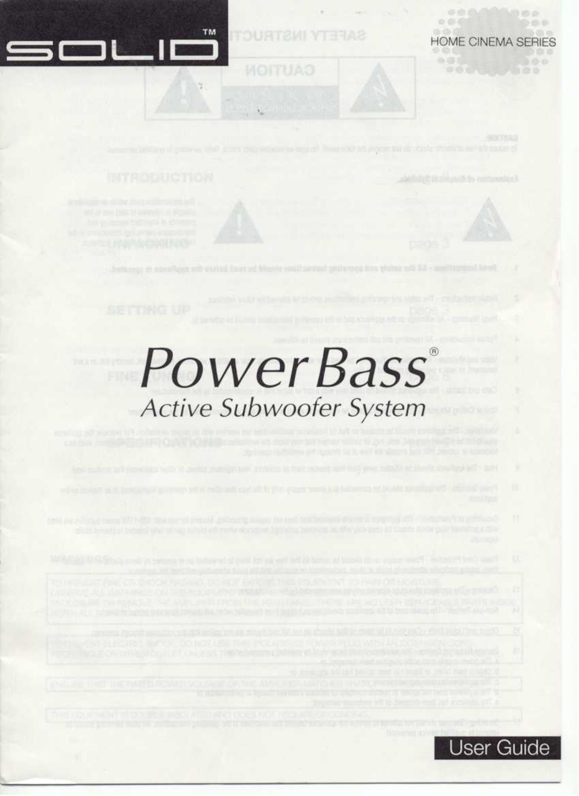 B&W POWER BASS User Manual