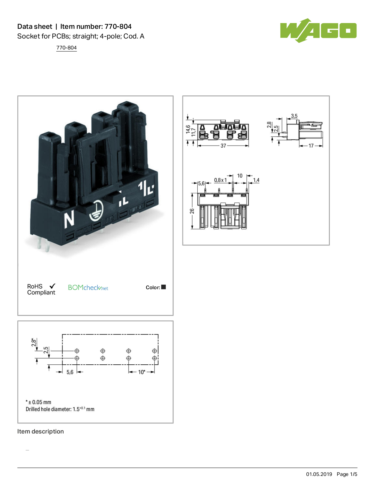 Wago 770-804 Data Sheet