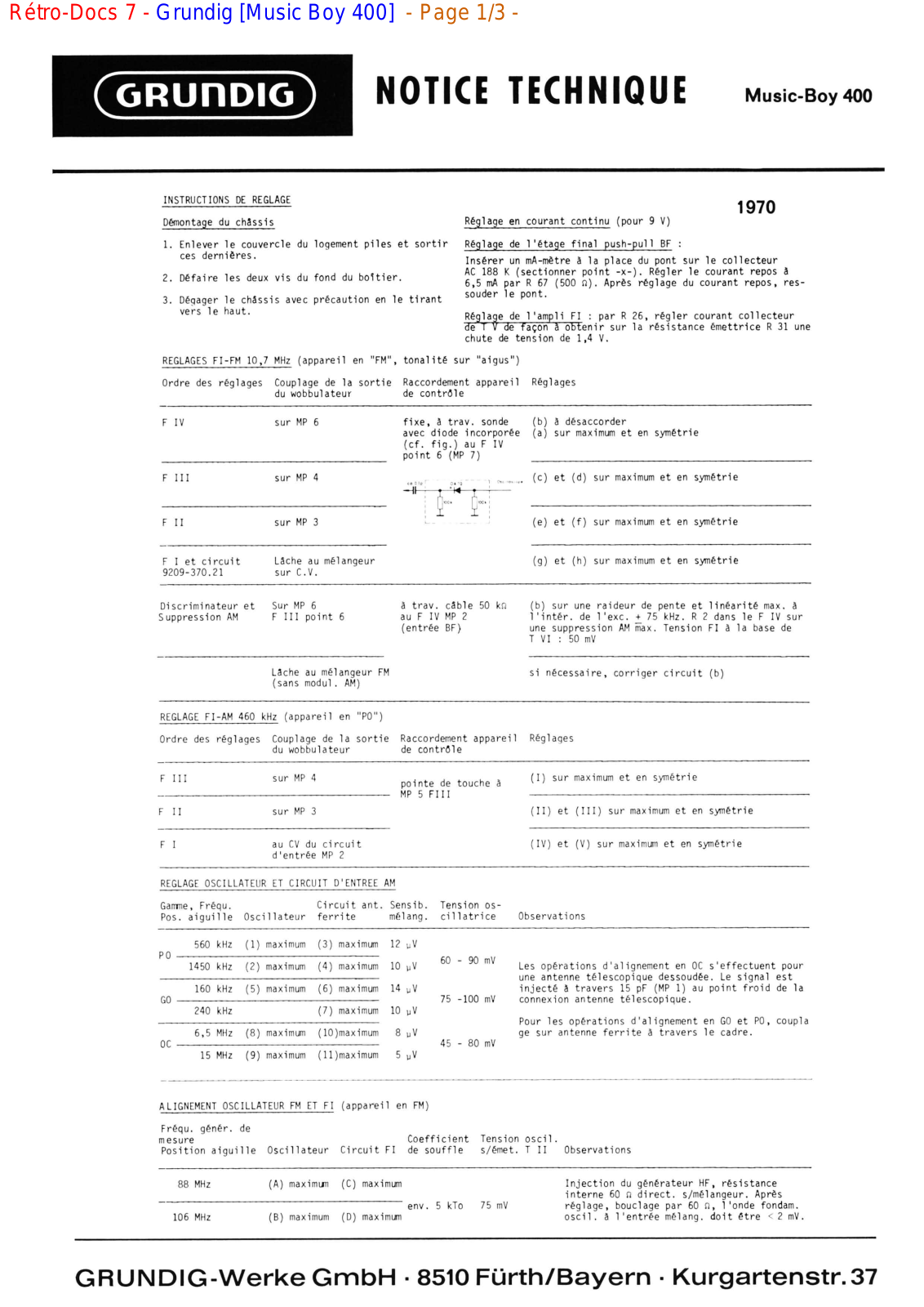 Grundig Music-Boy-400 Service Manual