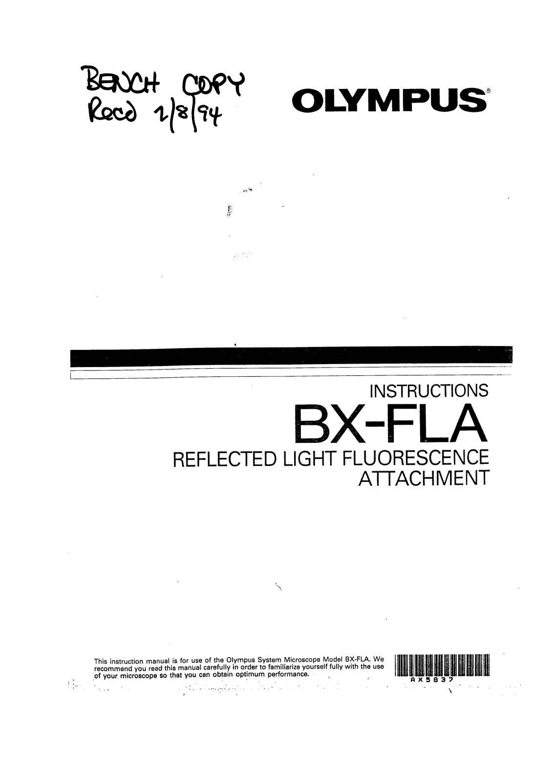 Olympus BX-FLA User Manual