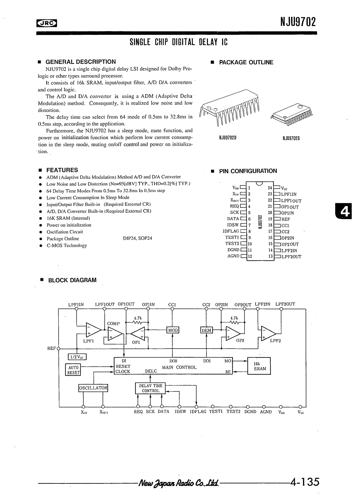 JRC NJU9702G, NJU9702D Datasheet