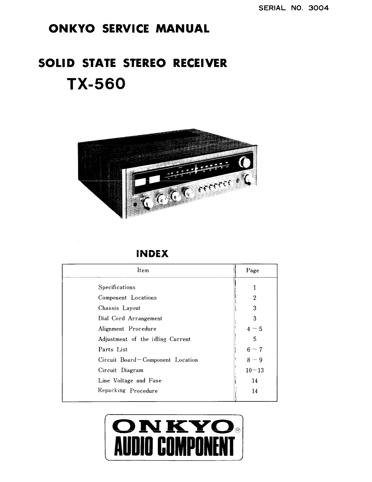 Onkyo TX-560 Service manual