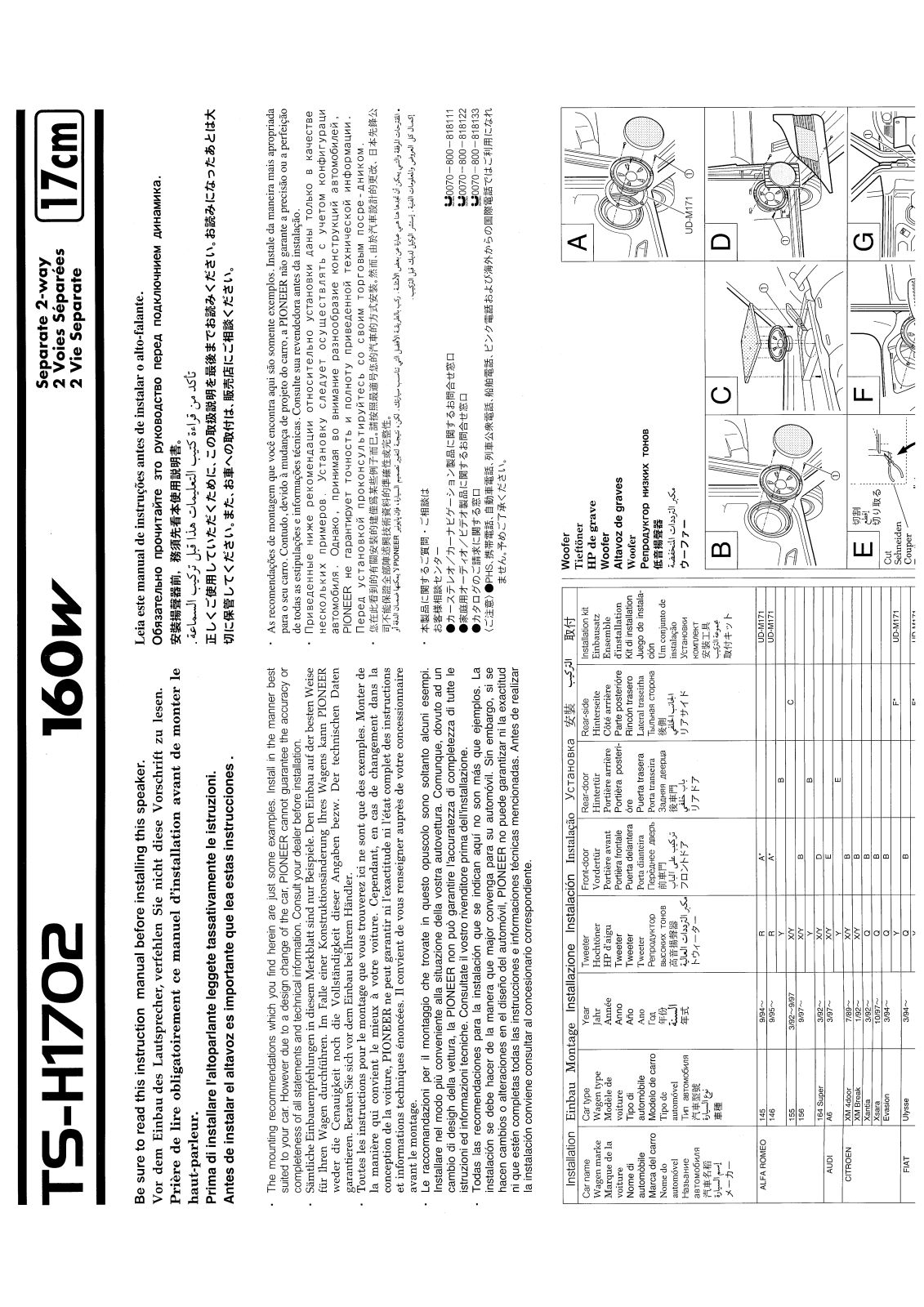 Pioneer TS-H1702 User manual