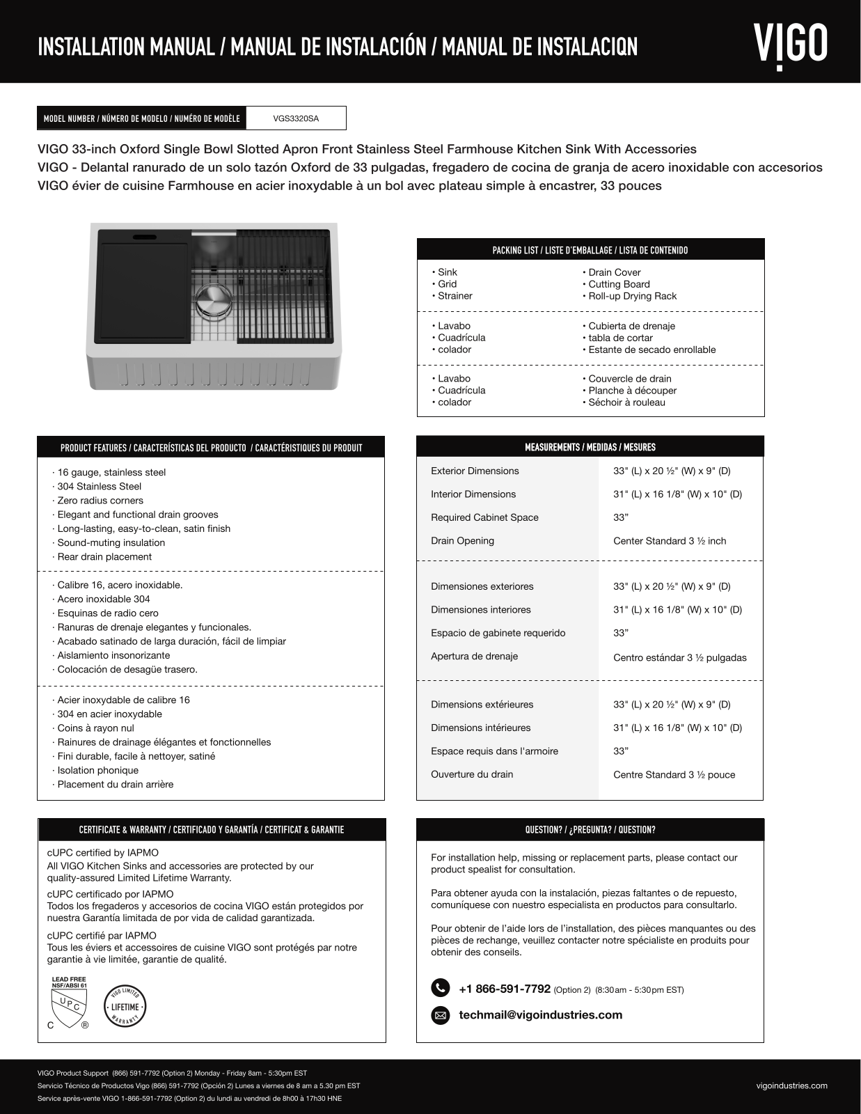 VIGO VGU10909 Installation & Assembly - ManualMachine.com