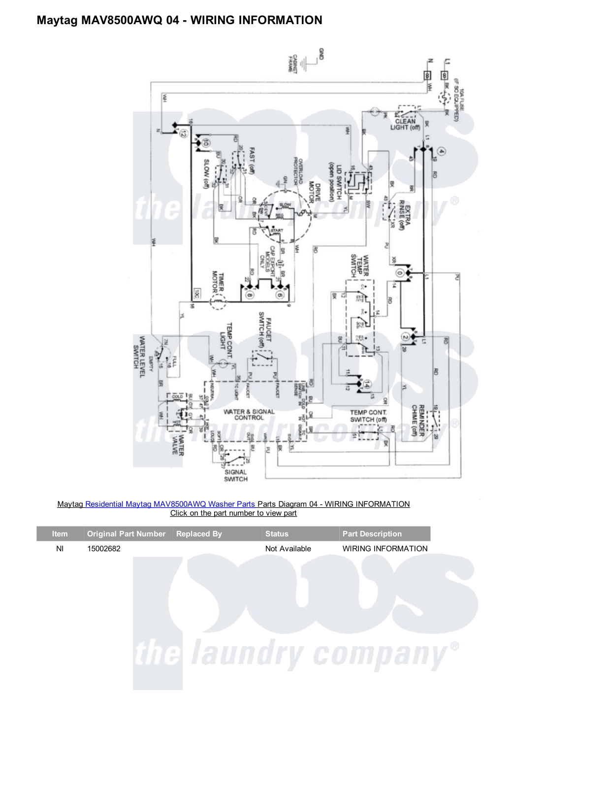 Maytag MAV8500AWQ Parts Diagram