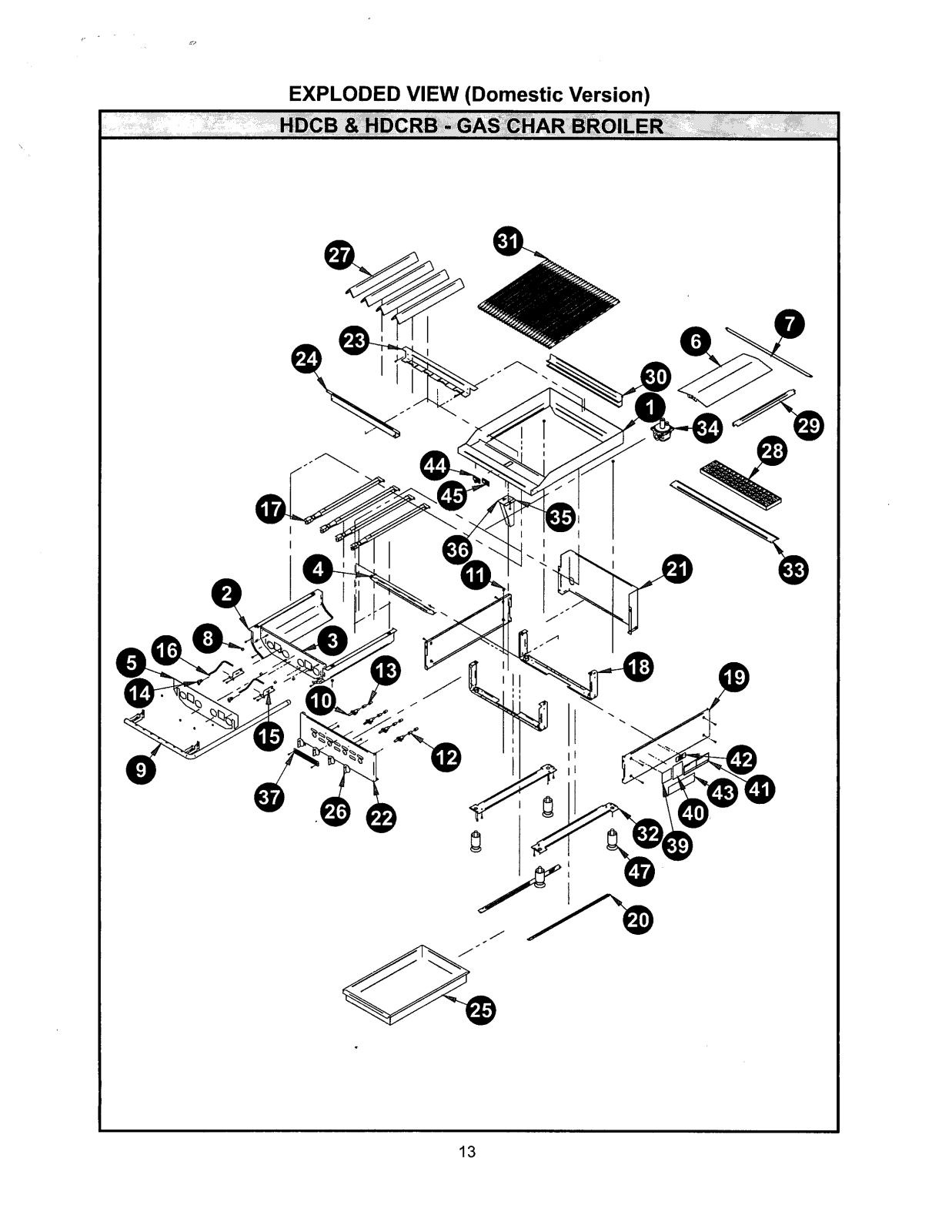 APW Wyott HDCRB-2448 Parts List