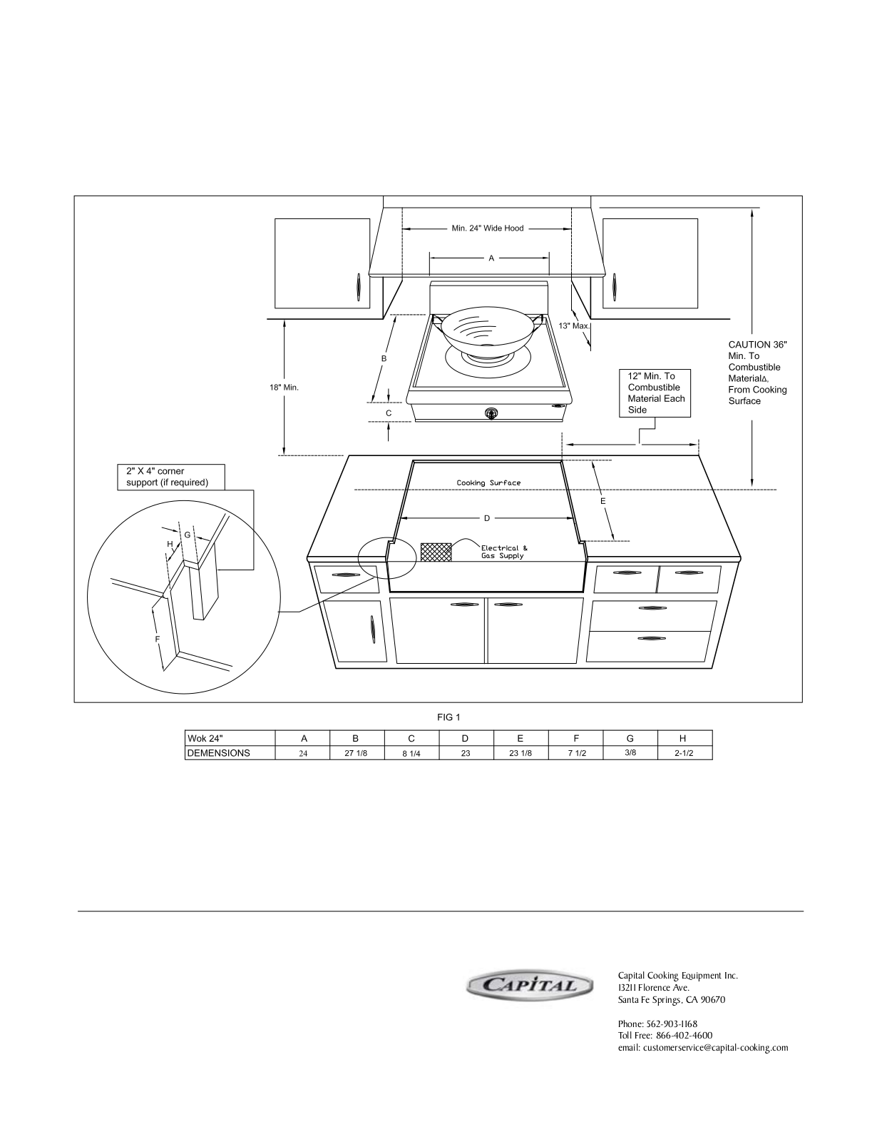 Capital WOK 24 PRODUCT SPECIFICATIONS